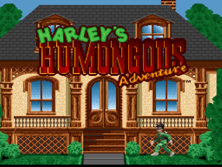 Harley's Humongous Adventure title screen for Super Nintendo